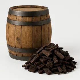   așchii de lemn din butoi de bere din stejar, prăjire intensă, 25 g, profil dulce