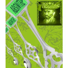 Lingură pentru absint cu inscripție verde