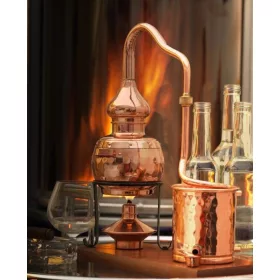   Mini-alambic Alembik de 0,5 litri pe suport din lemn, cu arzător cu alcool