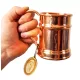 Cană din cupru cu mâner și două benzi decorative, cositorită la interior
